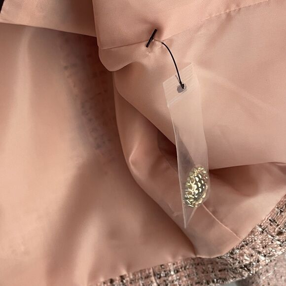 NEW Karl Lagerfeld Paris Tweed Gold Button Blazer Women's Size 4 Pink Career - Picture 7 of 15